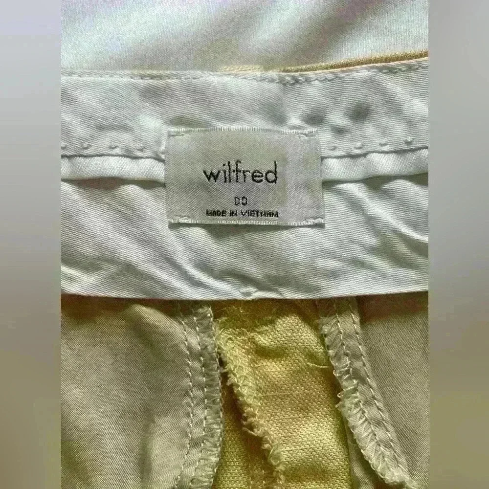 Wilfred Aritzia Yellow Linen Blend Wide Leg Pant Women's Size 00